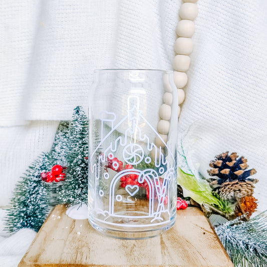 Gingerbread House Can Glass Cup