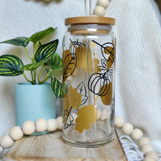 Leaves and Silhouettes Glass Cup