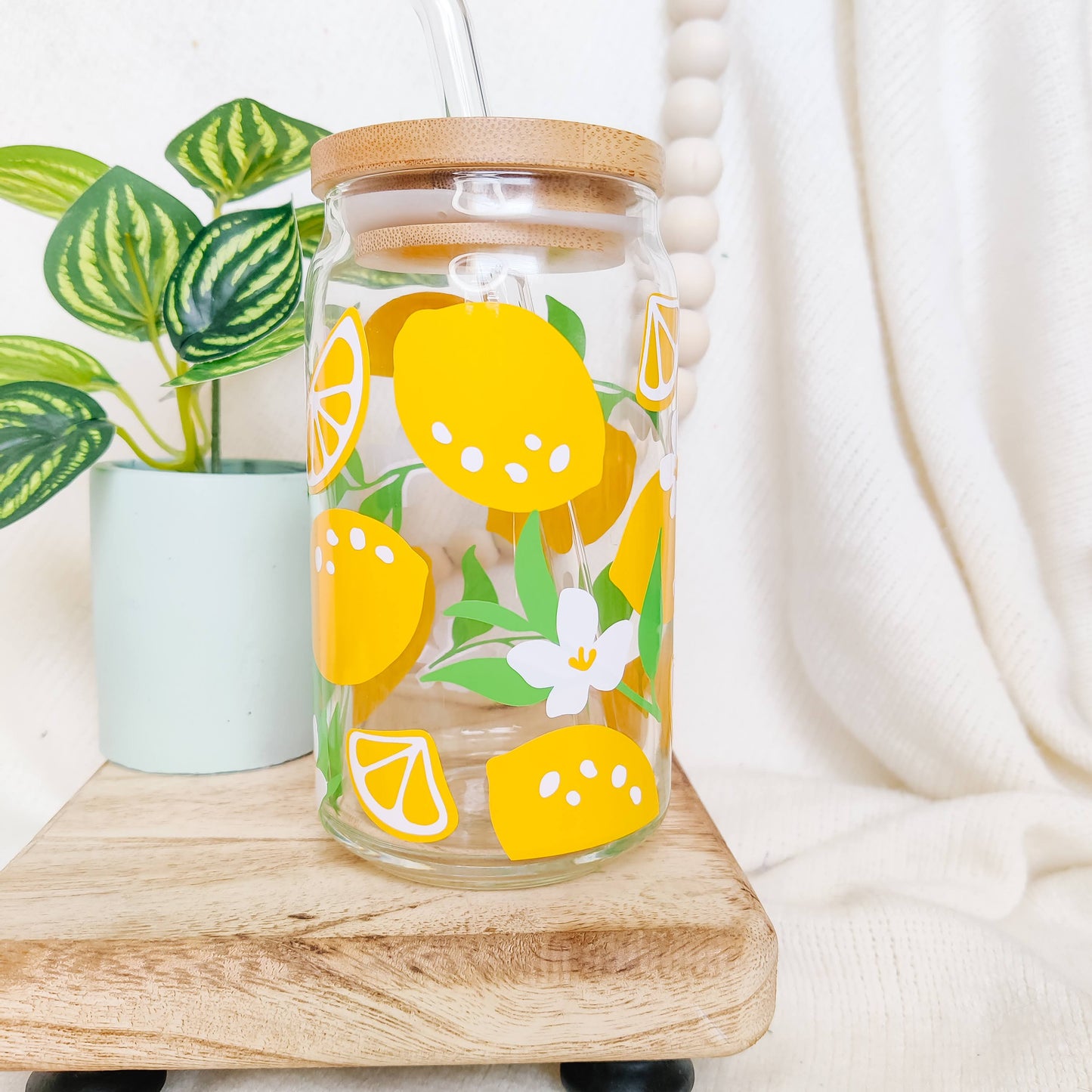 Lemon Blossom Can Glass Cup