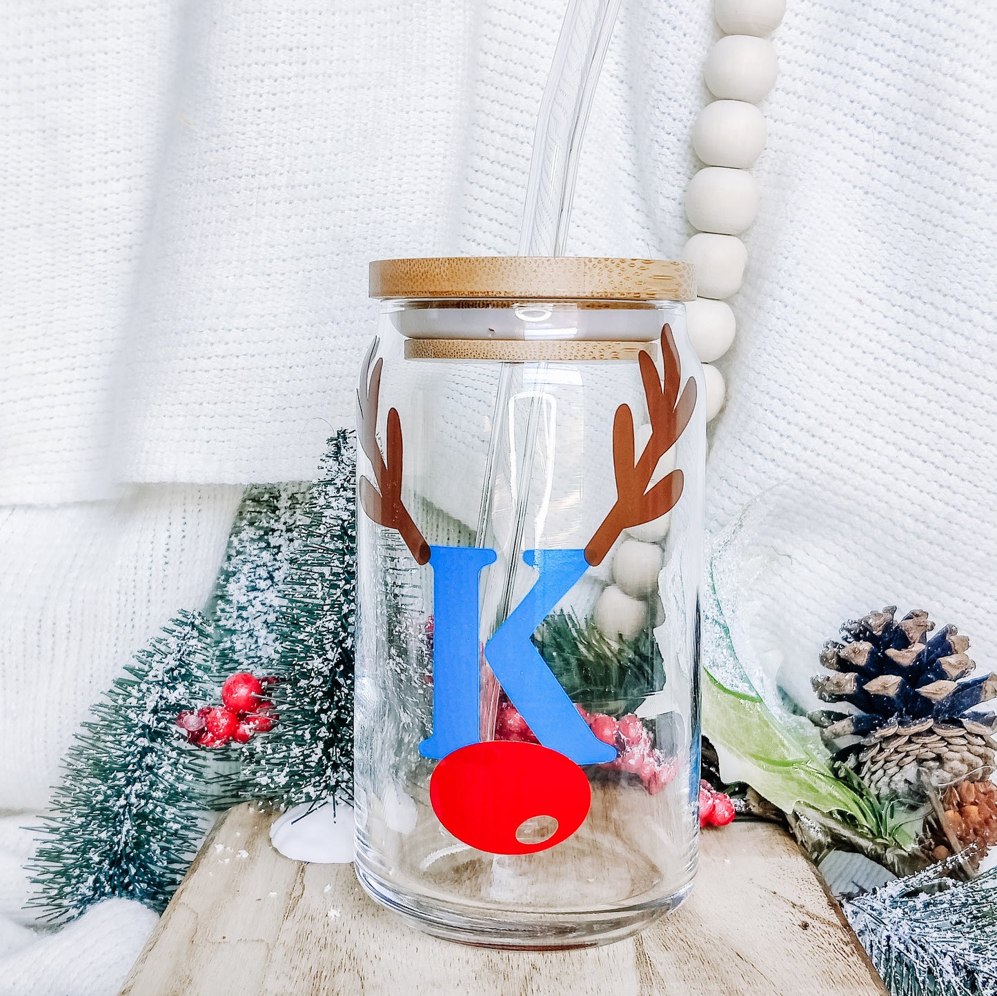 Personalized Letter Deer Can Glass Cup