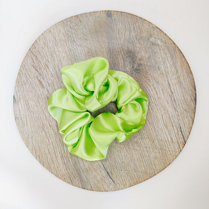 Lime Satin Scrunchie