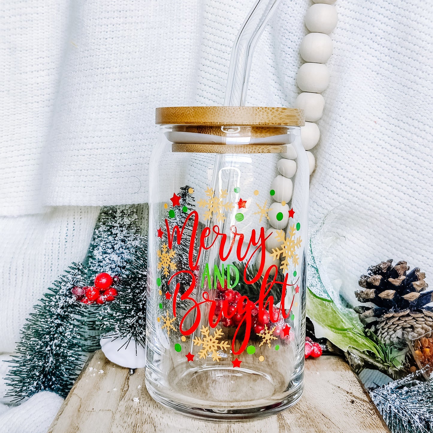 Merry and Bright Can Glass Cup