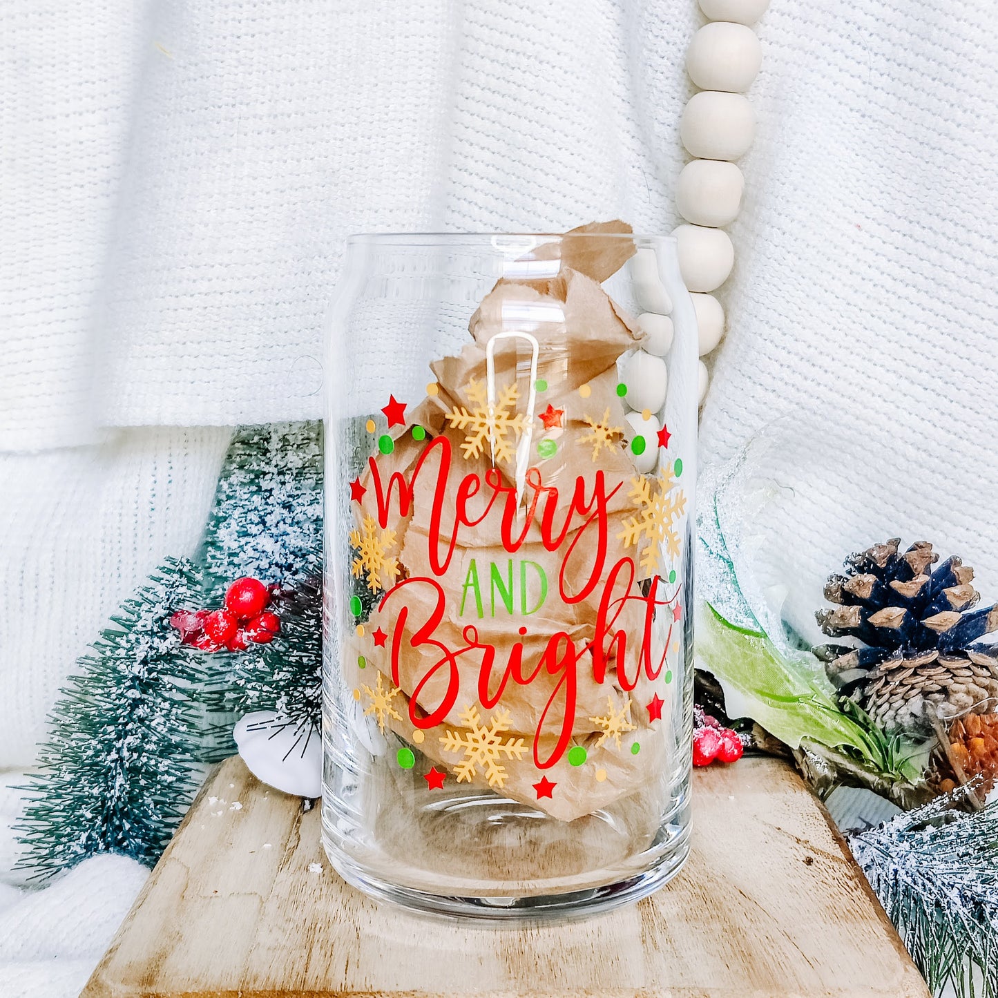 Merry and Bright Can Glass Cup