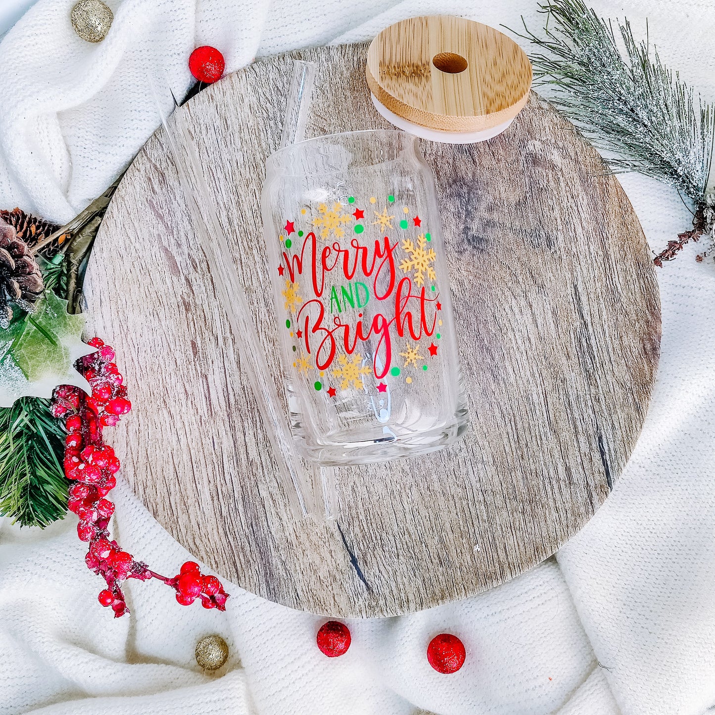 Merry and Bright Can Glass Cup