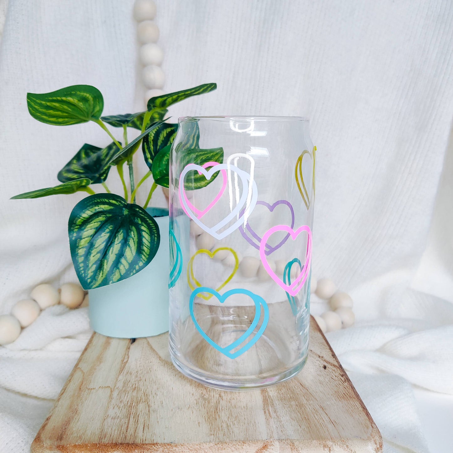 Conversation Hearts Can Glass Cup